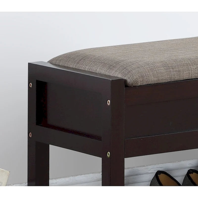 Entryway Seating Bench with Shoe Storage and Lift-Up Seat in Espresso
