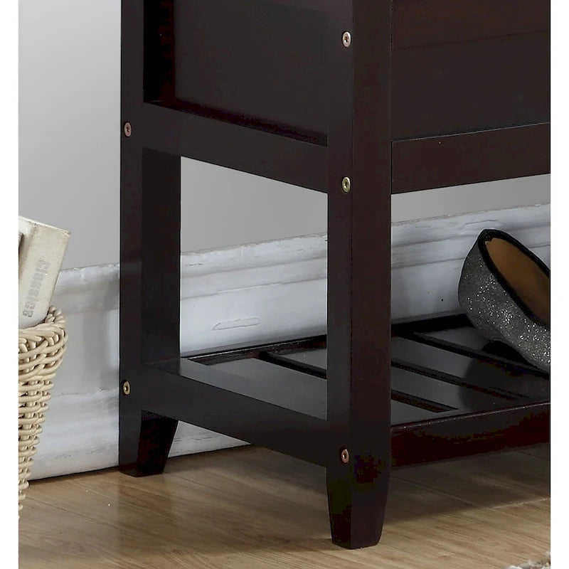 Entryway Seating Bench with Shoe Storage and Lift-Up Seat in Espresso