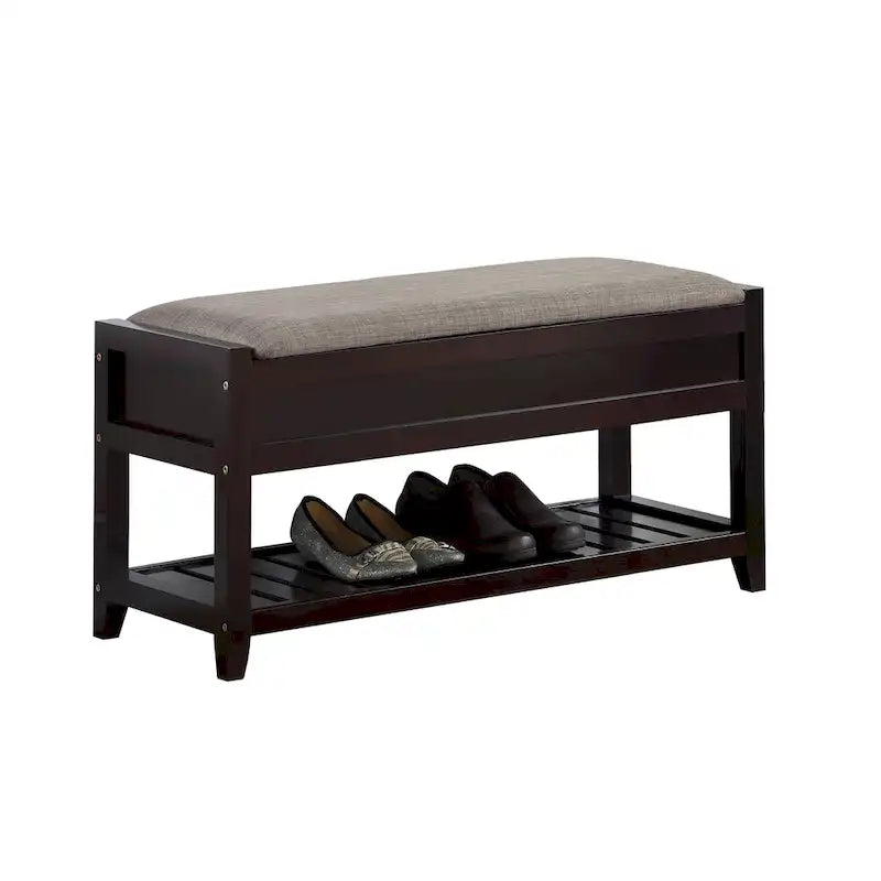Entryway Seating Bench with Shoe Storage and Lift-Up Seat in Espresso