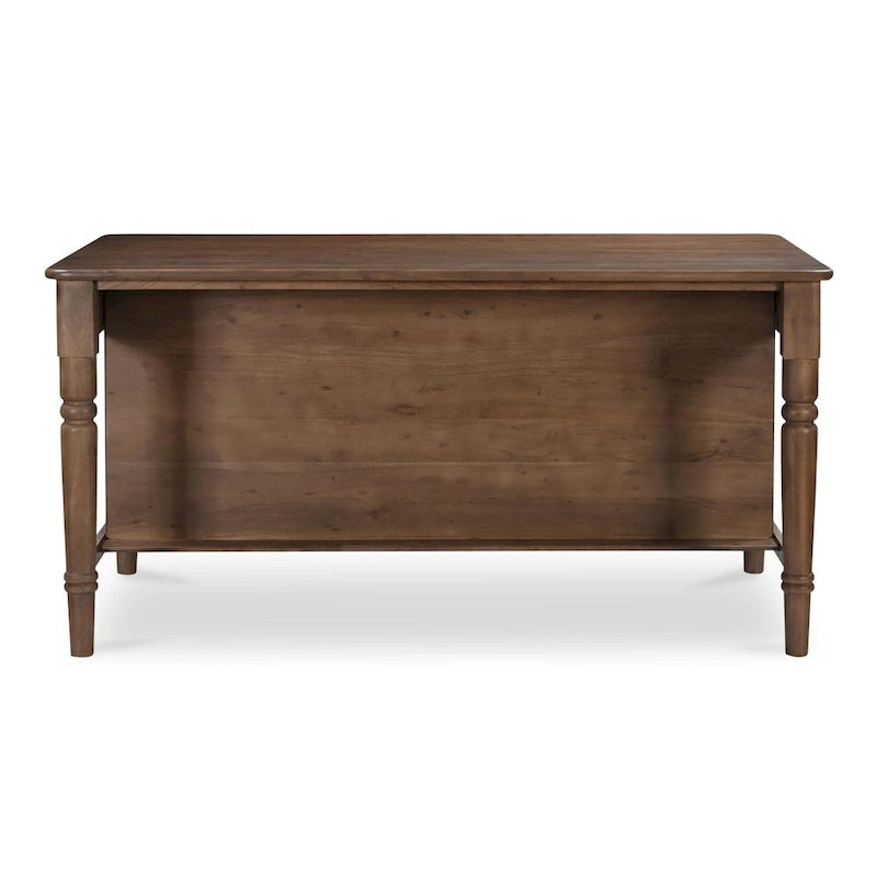 Solid Acacia Wood Kitchen Island with 3 Drawers and 6 Open Shelves