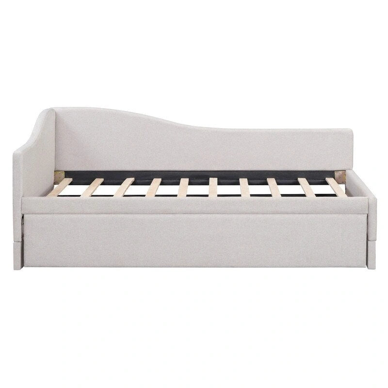 Twin L-Shaped Upholstered Daybed with Pop-Up Trundle