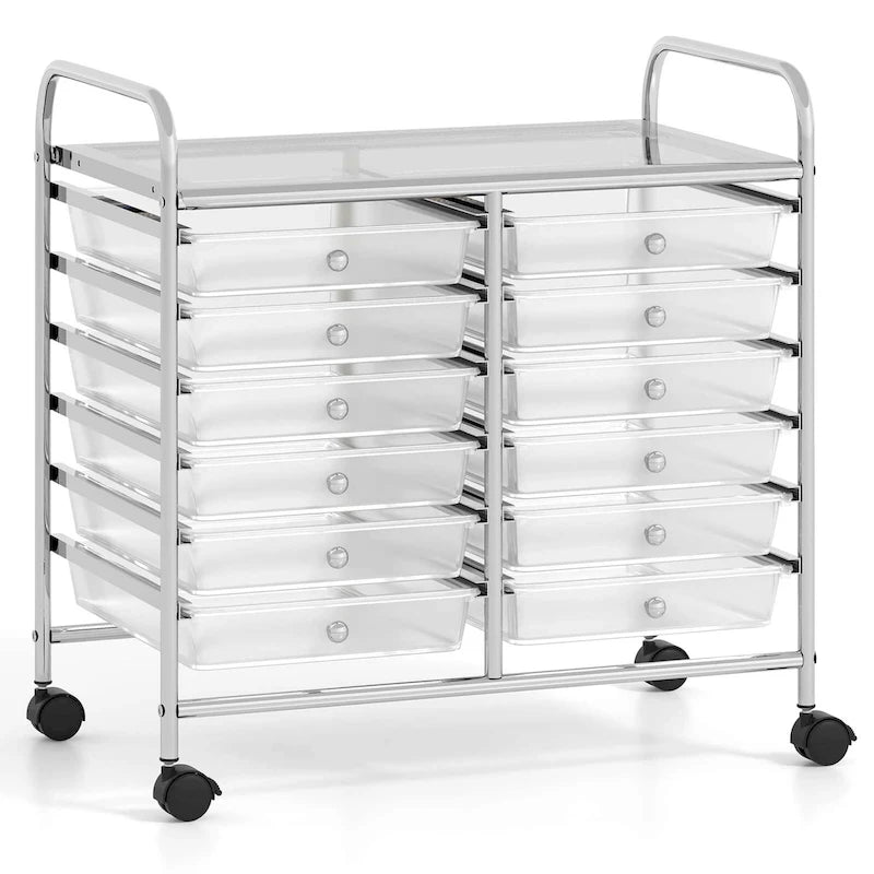 12-Drawer Rolling Storage Cart on Wheels with Locking Casters