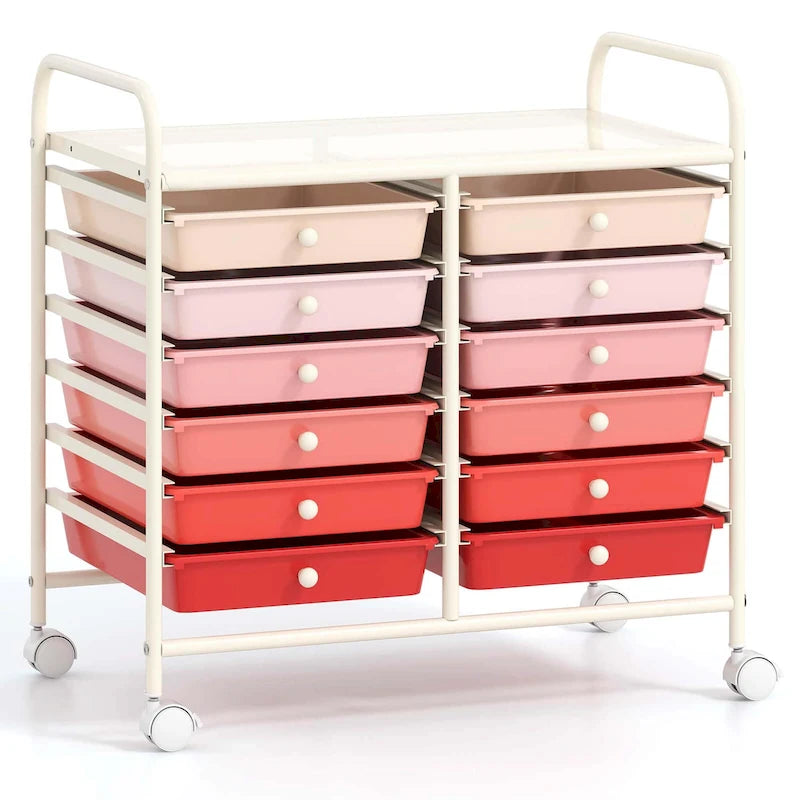 12-Drawer Rolling Storage Cart on Wheels with Locking Casters