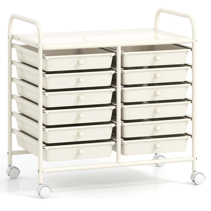 12-Drawer Rolling Storage Cart on Wheels with Locking Casters