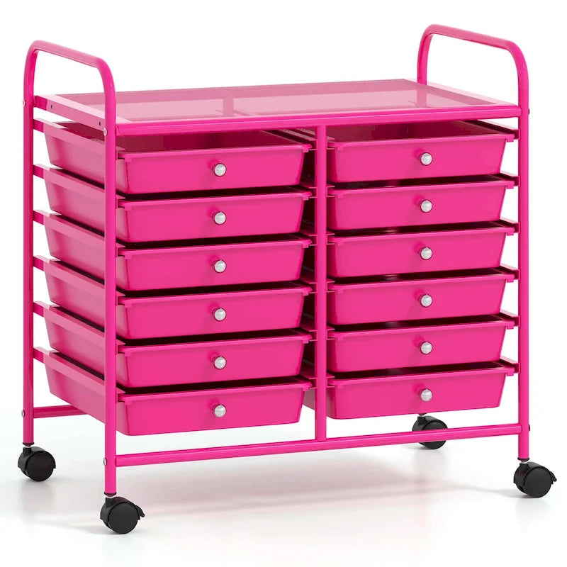 12-Drawer Rolling Storage Cart on Wheels with Locking Casters