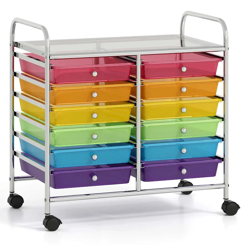 12-Drawer Rolling Storage Cart on Wheels with Locking Casters
