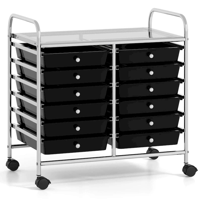 12-Drawer Rolling Storage Cart on Wheels with Locking Casters