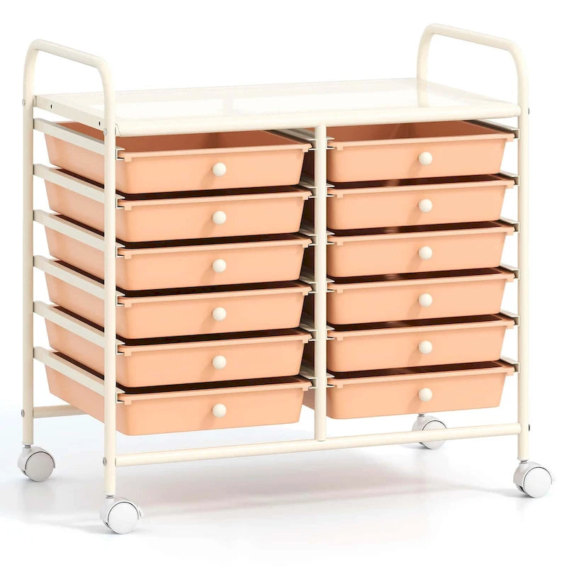 12-Drawer Rolling Storage Cart on Wheels with Locking Casters