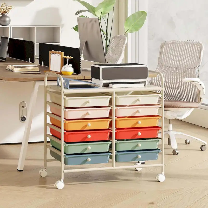 12-Drawer Rolling Storage Cart on Wheels with Locking Casters