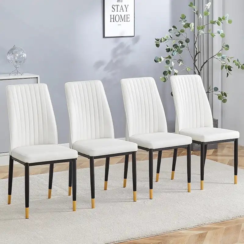 Stylish High Back Dining Chair Set for Various Rooms, PU Material Enhanced