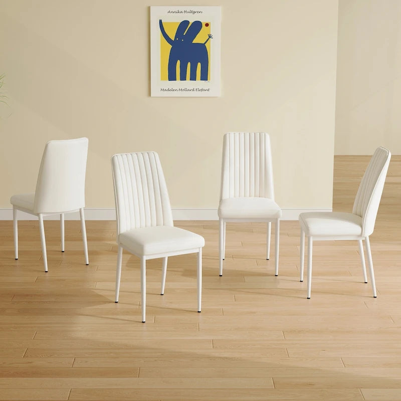 Stylish High Back Dining Chair Set for Various Rooms, PU Material Enhanced