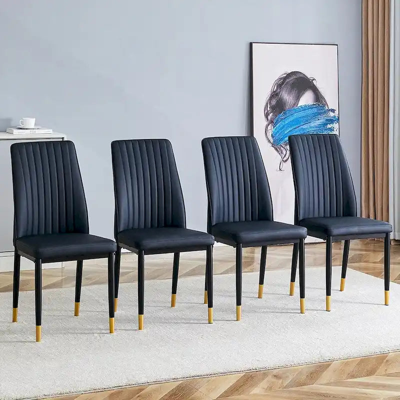 Stylish High Back Dining Chair Set for Various Rooms, PU Material Enhanced