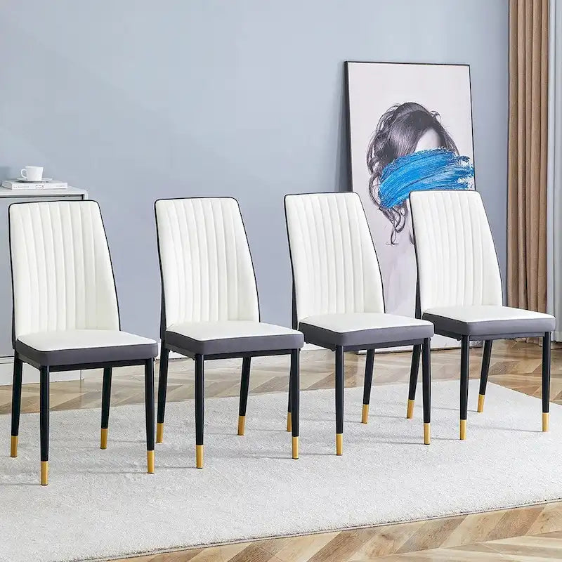 Stylish High Back Dining Chair Set for Various Rooms, PU Material Enhanced