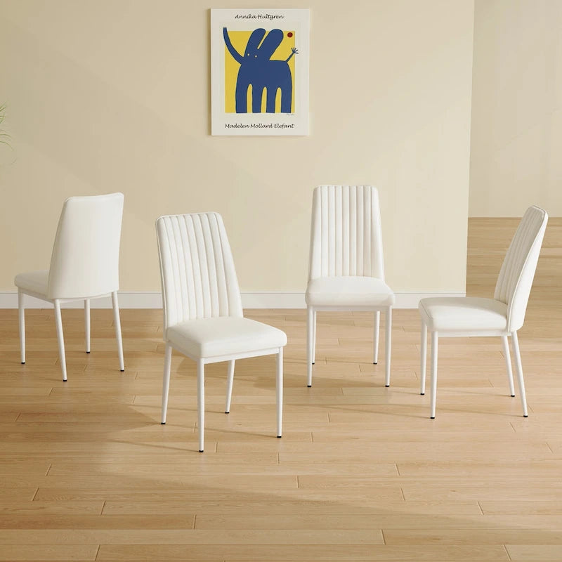 Stylish High Back Dining Chair Set for Various Rooms, PU Material Enhanced