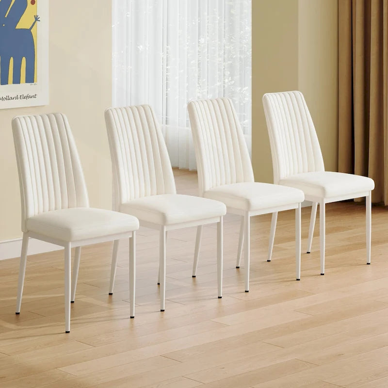 Stylish High Back Dining Chair Set for Various Rooms, PU Material Enhanced