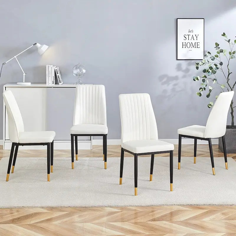 Stylish High Back Dining Chair Set for Various Rooms, PU Material Enhanced