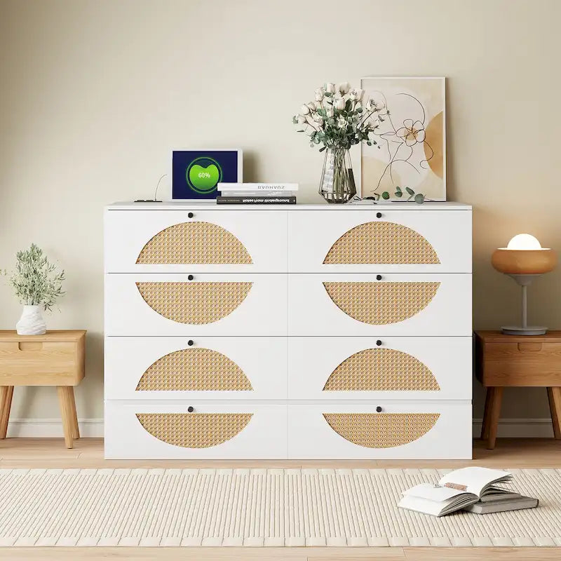 White Full Size Murphy Wall Bed with Storage Drawer, USB Ports and Power Outlets