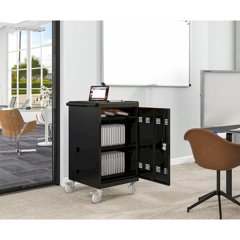 30-Device Mobile Charging Cart and Locking Storage Cabinet