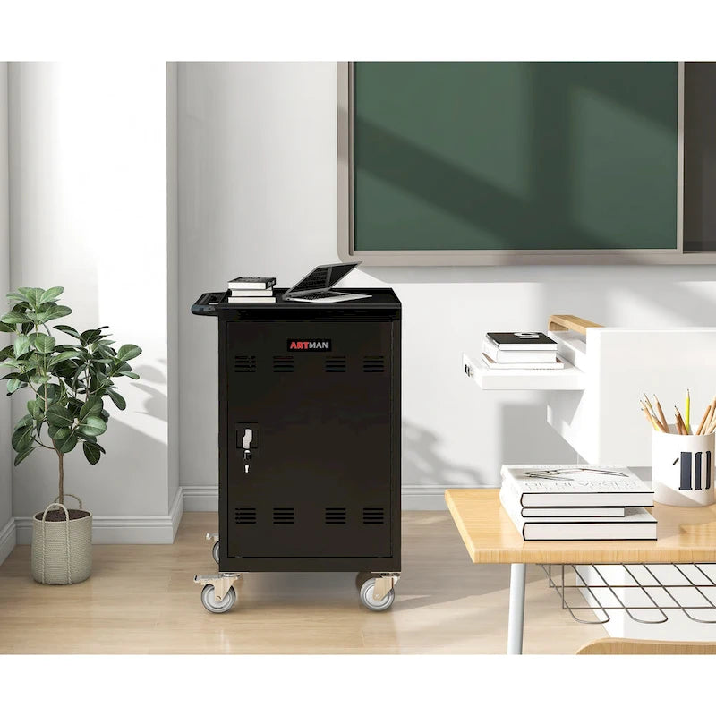 30-Device Mobile Charging Cart and Locking Storage Cabinet