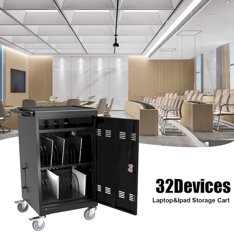 30-Device Mobile Charging Cart and Locking Storage Cabinet