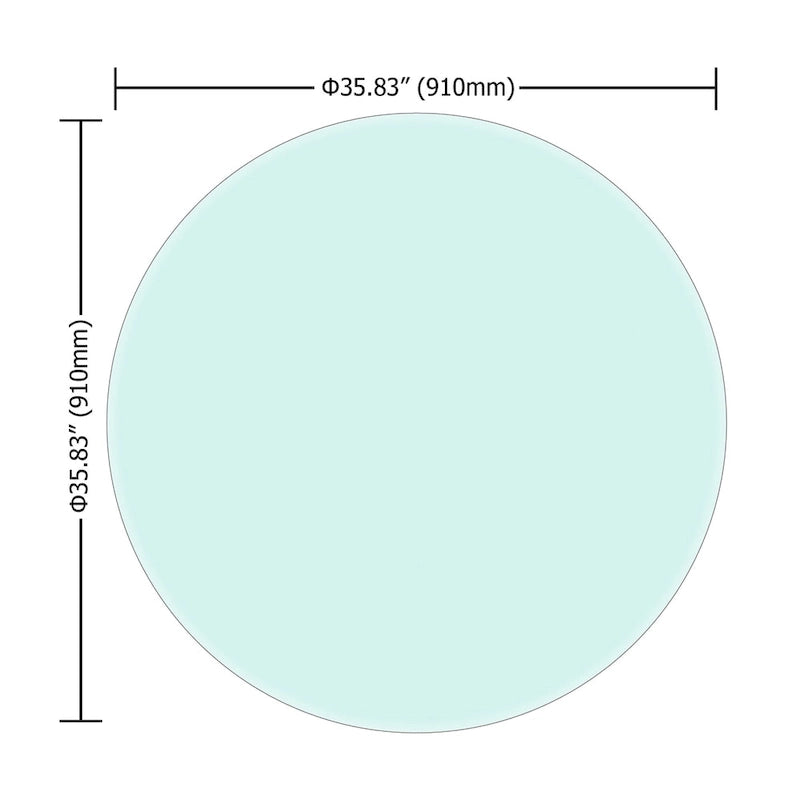 Round Tempered Glass Table Top with Beveled Polished Edge, 35.83 Inch