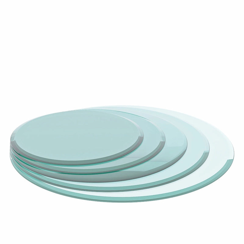Round Tempered Glass Table Top with Beveled Polished Edge, 35.83 Inch