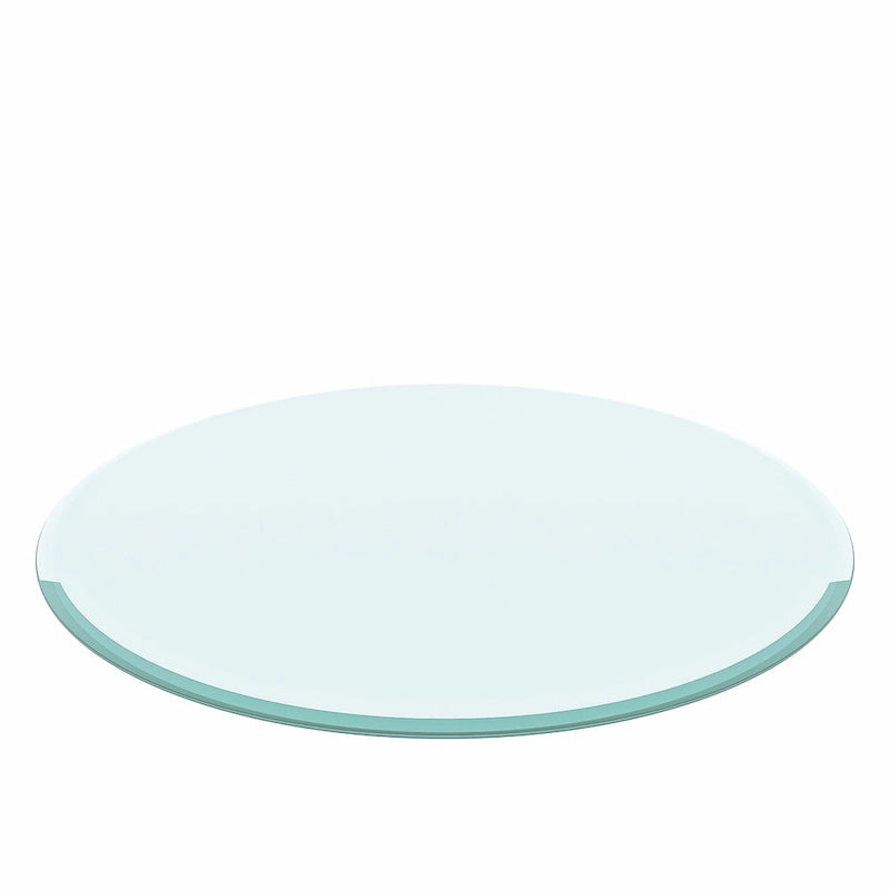Round Tempered Glass Table Top with Beveled Polished Edge, 35.83 Inch