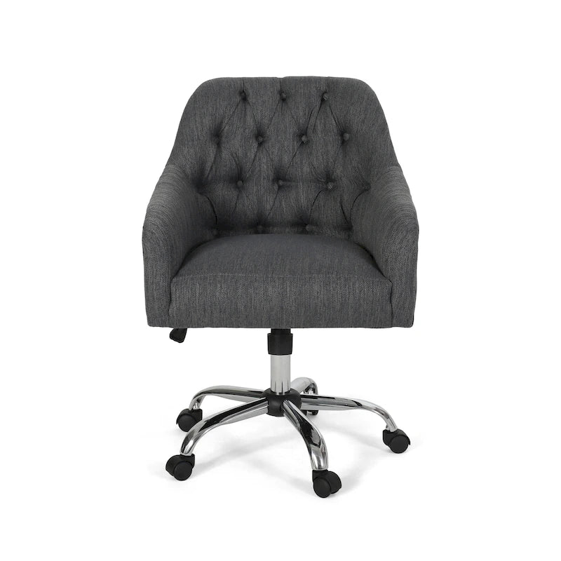 Upholstered Swivel Office Chair with Button Tufted Diamond Back