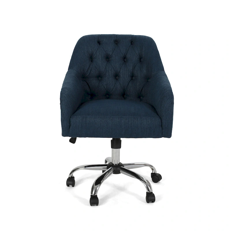 Upholstered Swivel Office Chair with Button Tufted Diamond Back