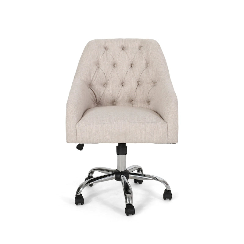 Upholstered Swivel Office Chair with Button Tufted Diamond Back