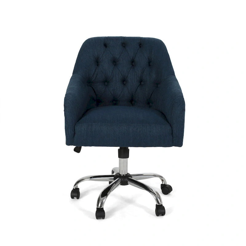 Upholstered Swivel Office Chair with Button Tufted Diamond Back