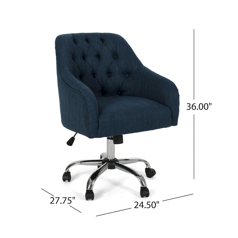 Upholstered Swivel Office Chair with Button Tufted Diamond Back