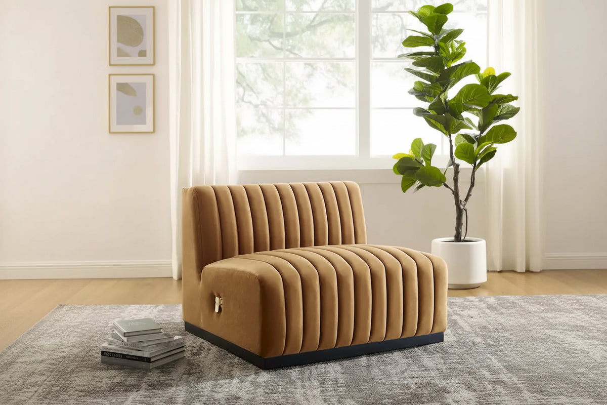Conjure Channel Tufted Performance Velvet Armless Chair