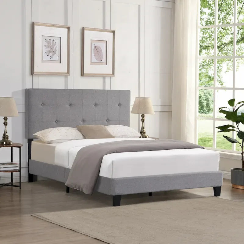 Full Size Upholstered Platform Bed Frame with Headboard