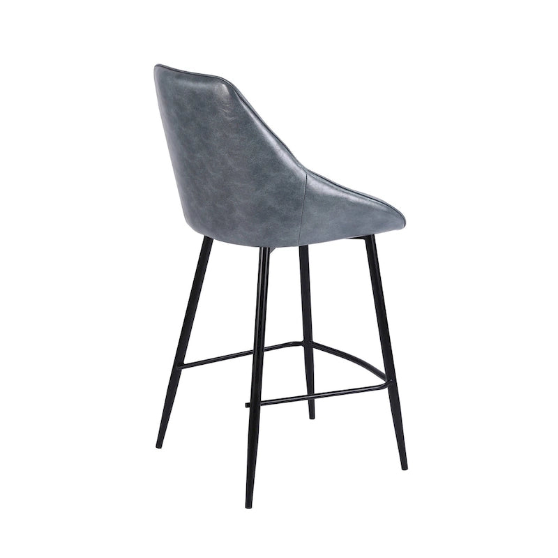Set of 2 Counter Stools with PU Leather Seat and Iron Legs