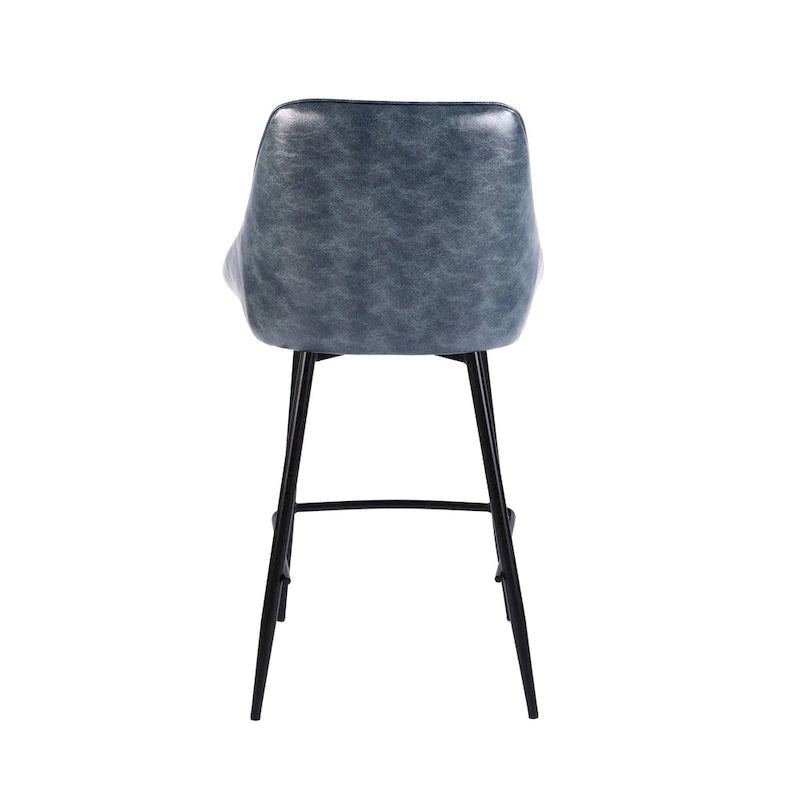 Set of 2 Counter Stools with PU Leather Seat and Iron Legs