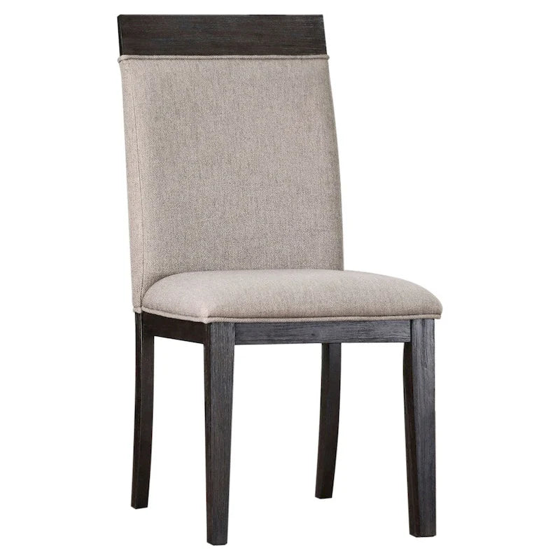 Espresso Upholstered Fabric Side Chairs with Wood Grain Detail, Set of 2