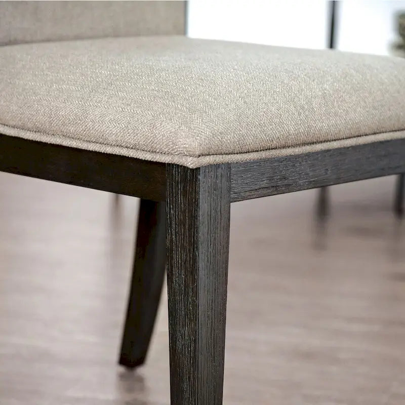 Espresso Upholstered Fabric Side Chairs with Wood Grain Detail, Set of 2