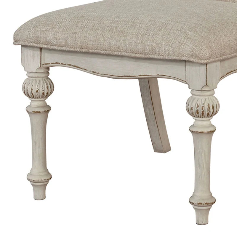 Set of 2 Farmhouse Style Dining Side Chairs in Antique White