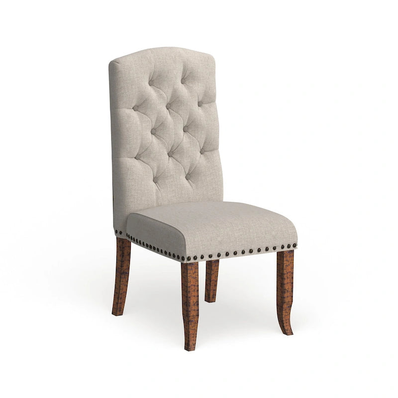 Farmhouse Tufted Fabric Dining Chairs (Set of 2)