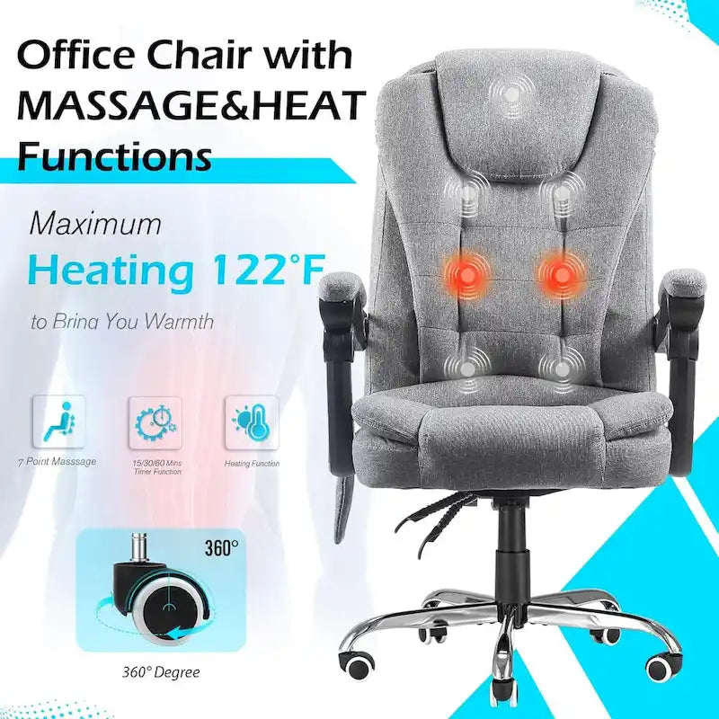 Ergonomic Office Chair with 7-Point Vibrating Massage and Heating Function