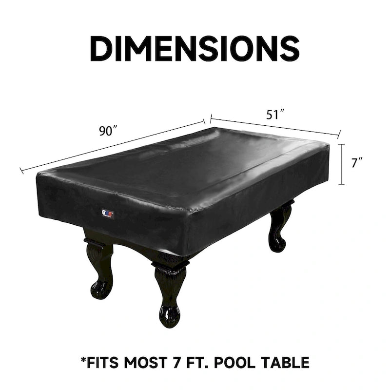 Heavy Duty PU Leather Billiard Pool Table Cover in Black, 7ft 8ft 9ft