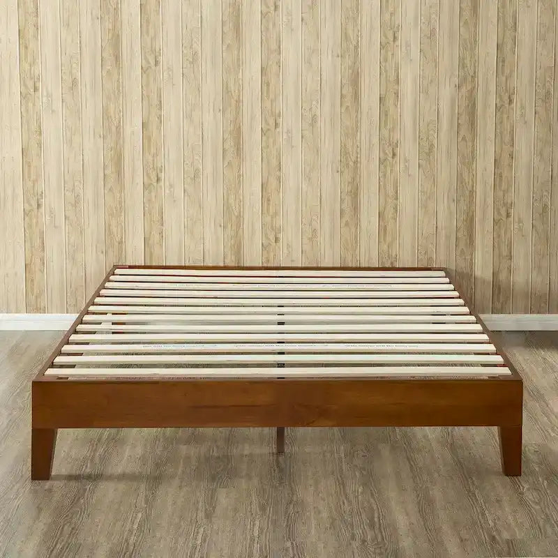 Full Size Low Profile Platform Bed Frame in Cherry Wood Finish