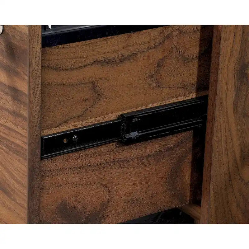 Lateral File Cabinet with Two Locking Drawers in Walnut Wood Finish