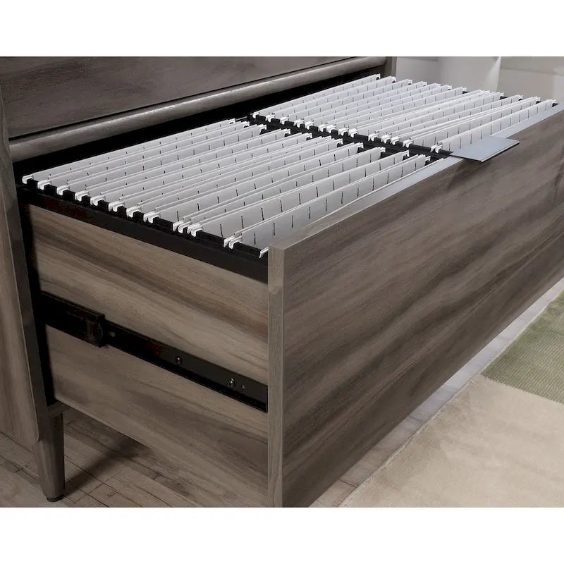 Lateral File Cabinet with Two Locking Drawers in Walnut Wood Finish