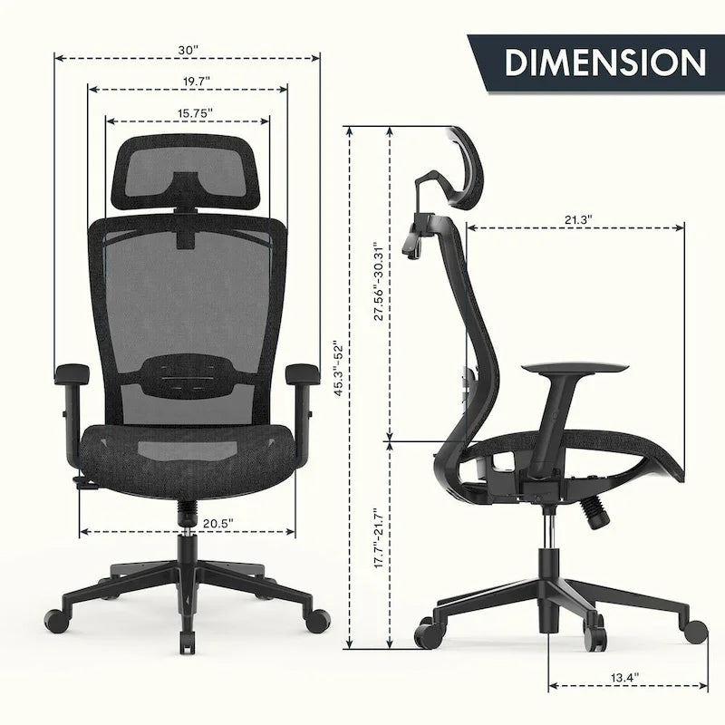 Ergonomic Office Desk Chair with 360 Swivel, Height Adjustable Seat, Headrest, Lumbar Support and Armrest