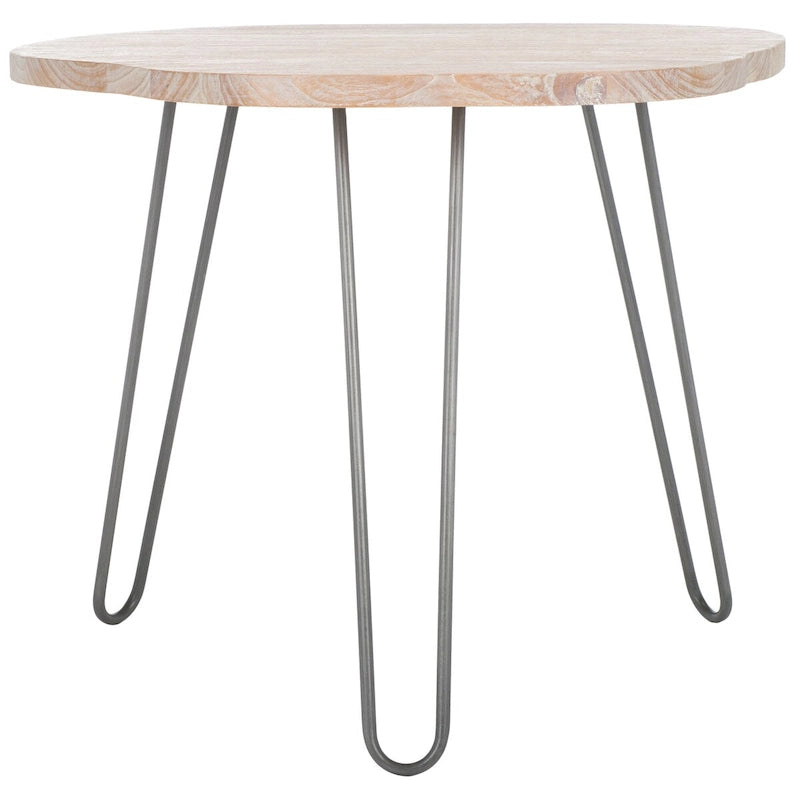 Modern Wood Top Dining Table in Grey White Wash Finish, 39W x 35D x 30H